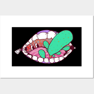 Dope taste of the mouth cartoon illustration Posters and Art